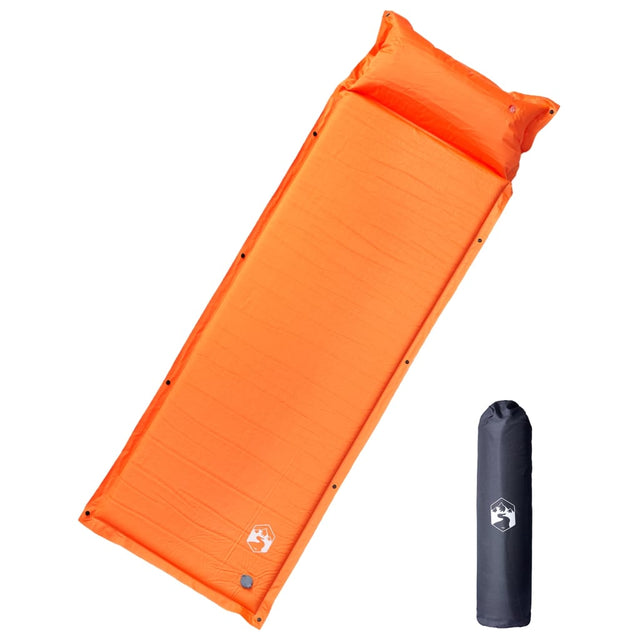 Kampeermatras met kussen zelfopblazend 1-persoons oranje - AllerleiShop