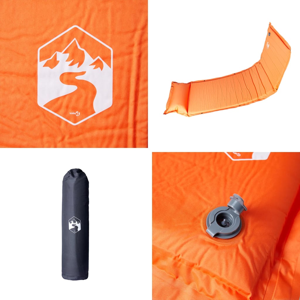 Kampeermatras met kussen zelfopblazend 1-persoons oranje - AllerleiShop