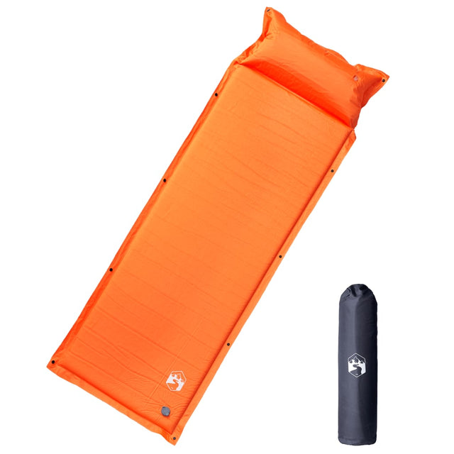 Kampeermatras met kussen zelfopblazend 1-persoons oranje - AllerleiShop