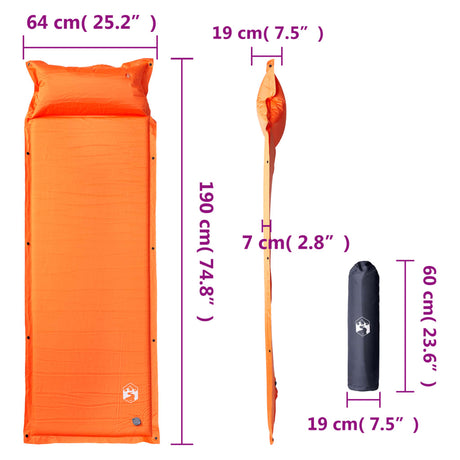 Kampeermatras met kussen zelfopblazend 1-persoons oranje - AllerleiShop