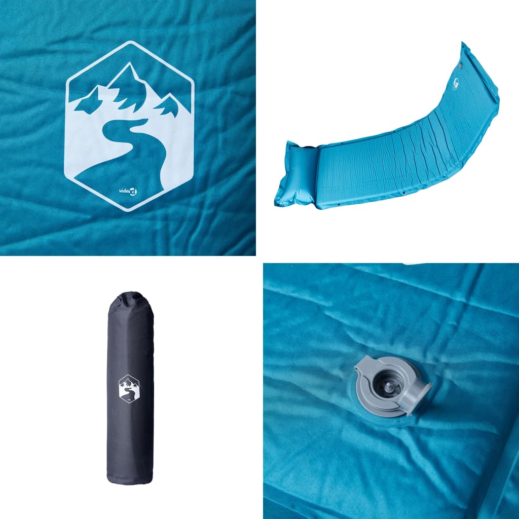 Kampeermatras met kussen zelfopblazend 1-persoons turquoise - AllerleiShop