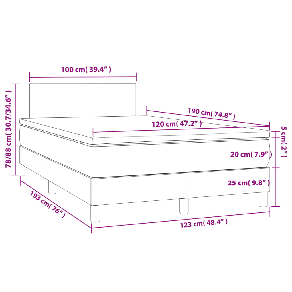 Boxspring met matras stof donkerbruin 120x190 cm