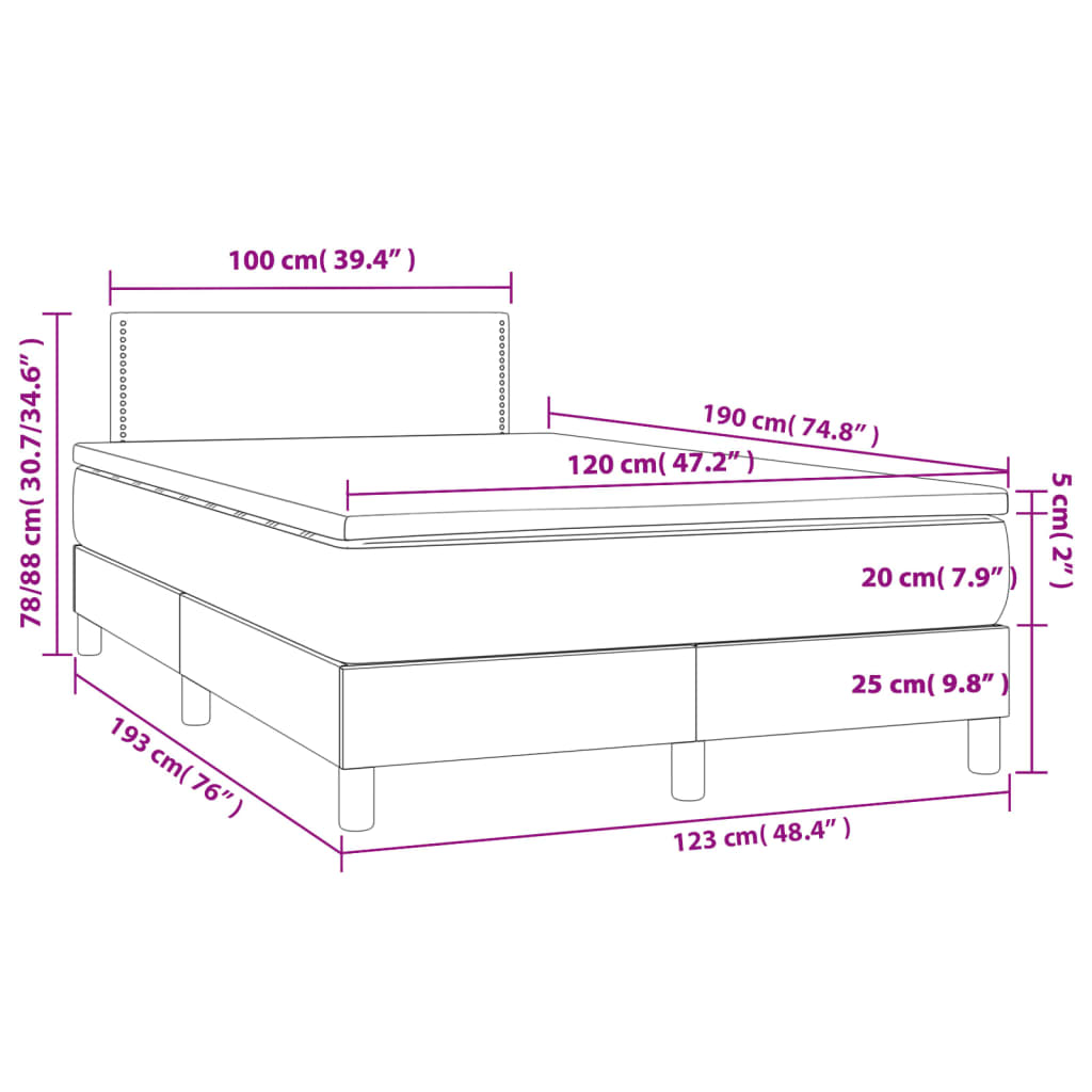 Boxspring met matras stof lichtgrijs 120x190 cm