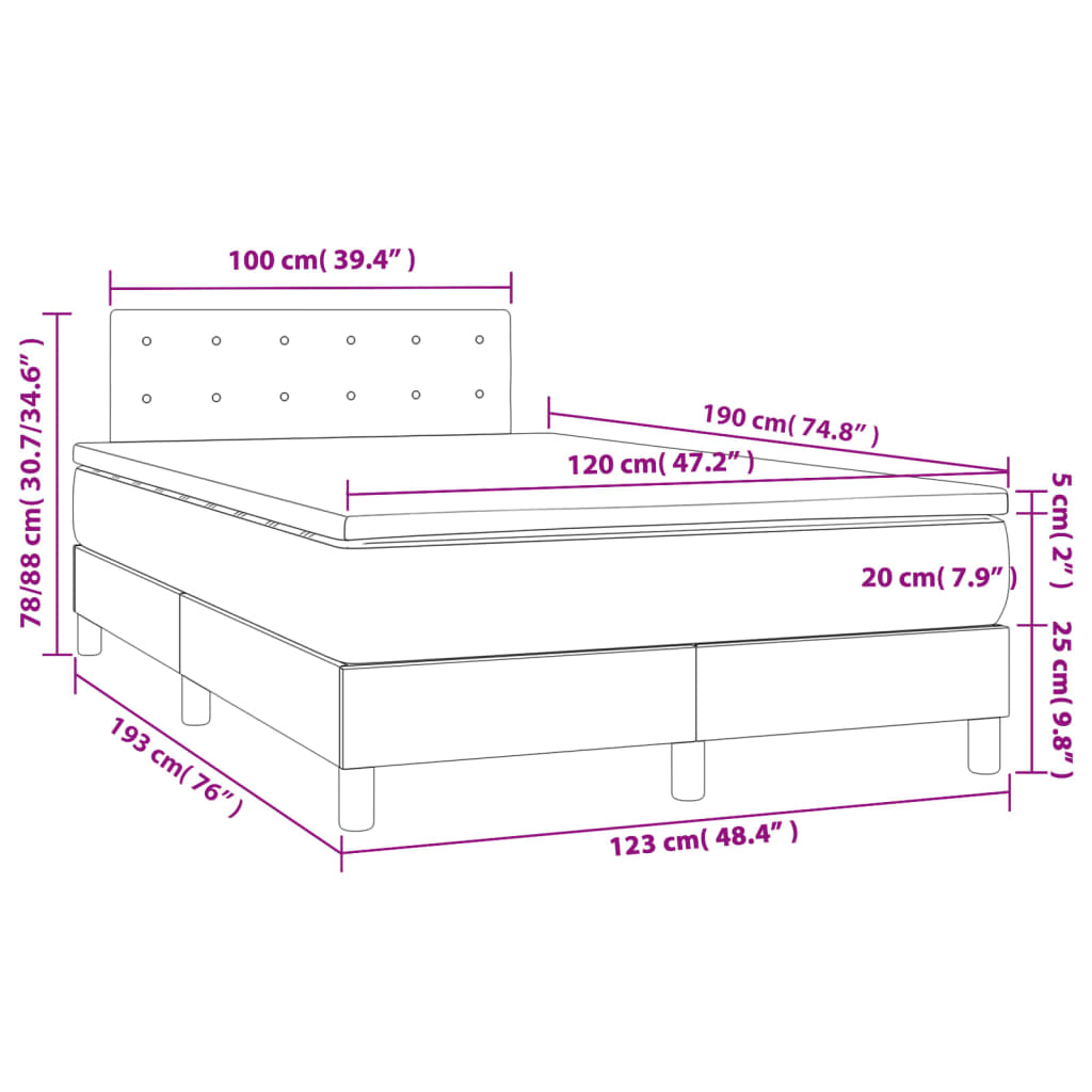 Boxspring met matras stof lichtgrijs 120x190 cm