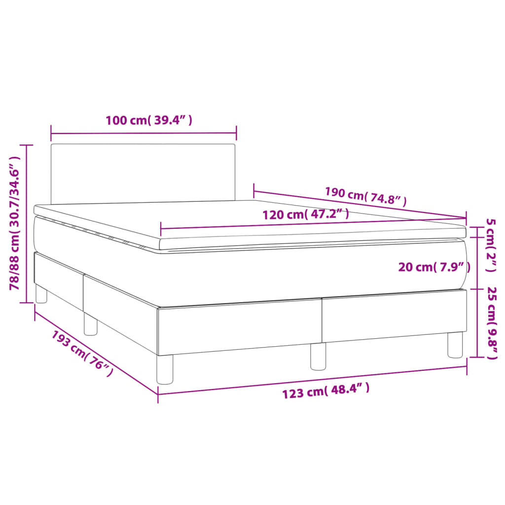 Boxspring met matras stof donkerbruin 120x190 cm