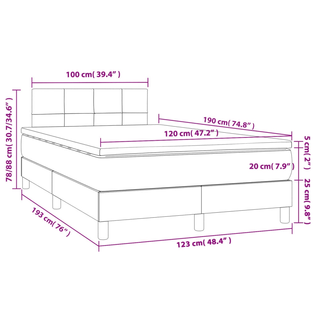 Boxspring met matras stof lichtgrijs 120x190 cm