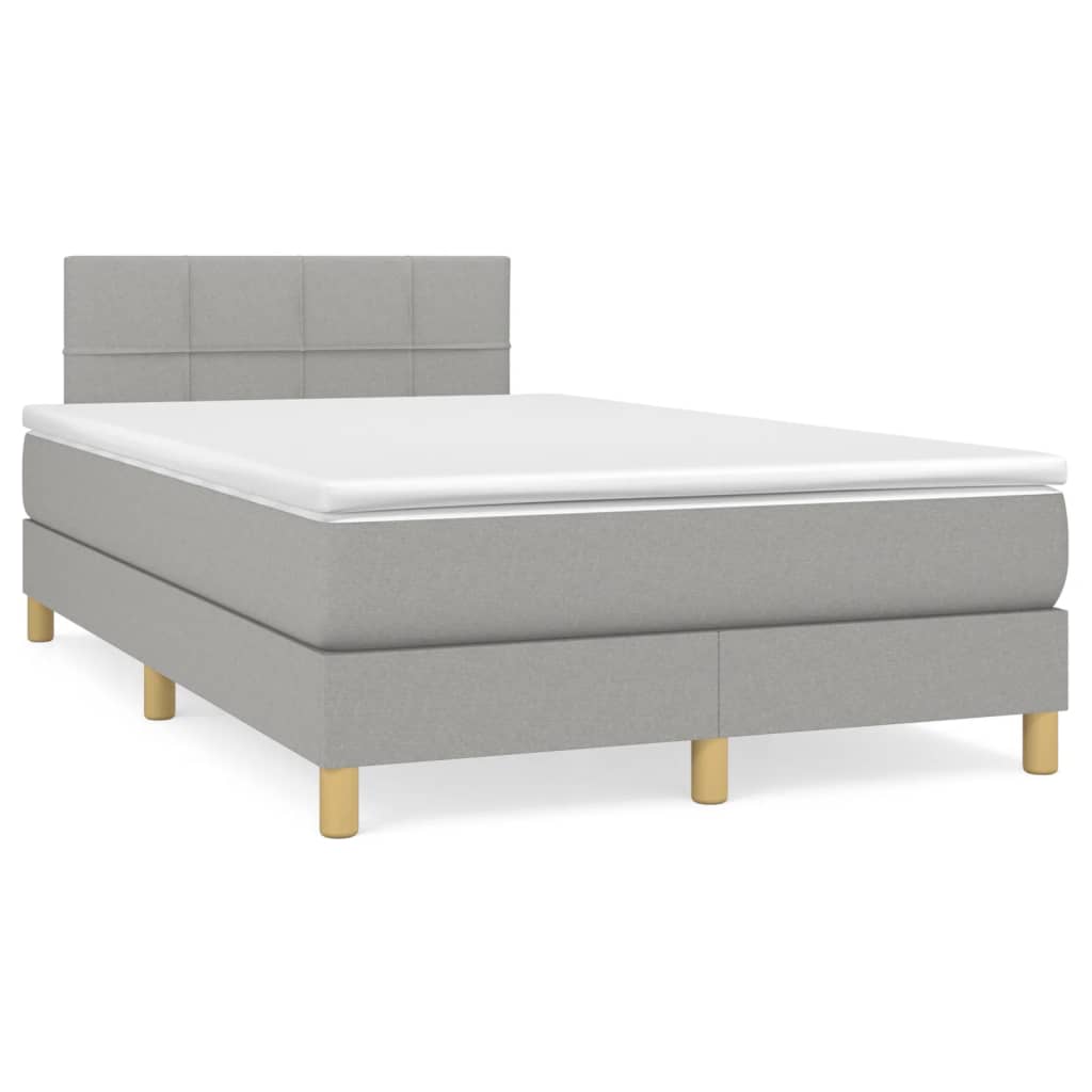 Boxspring met matras stof lichtgrijs 120x190 cm