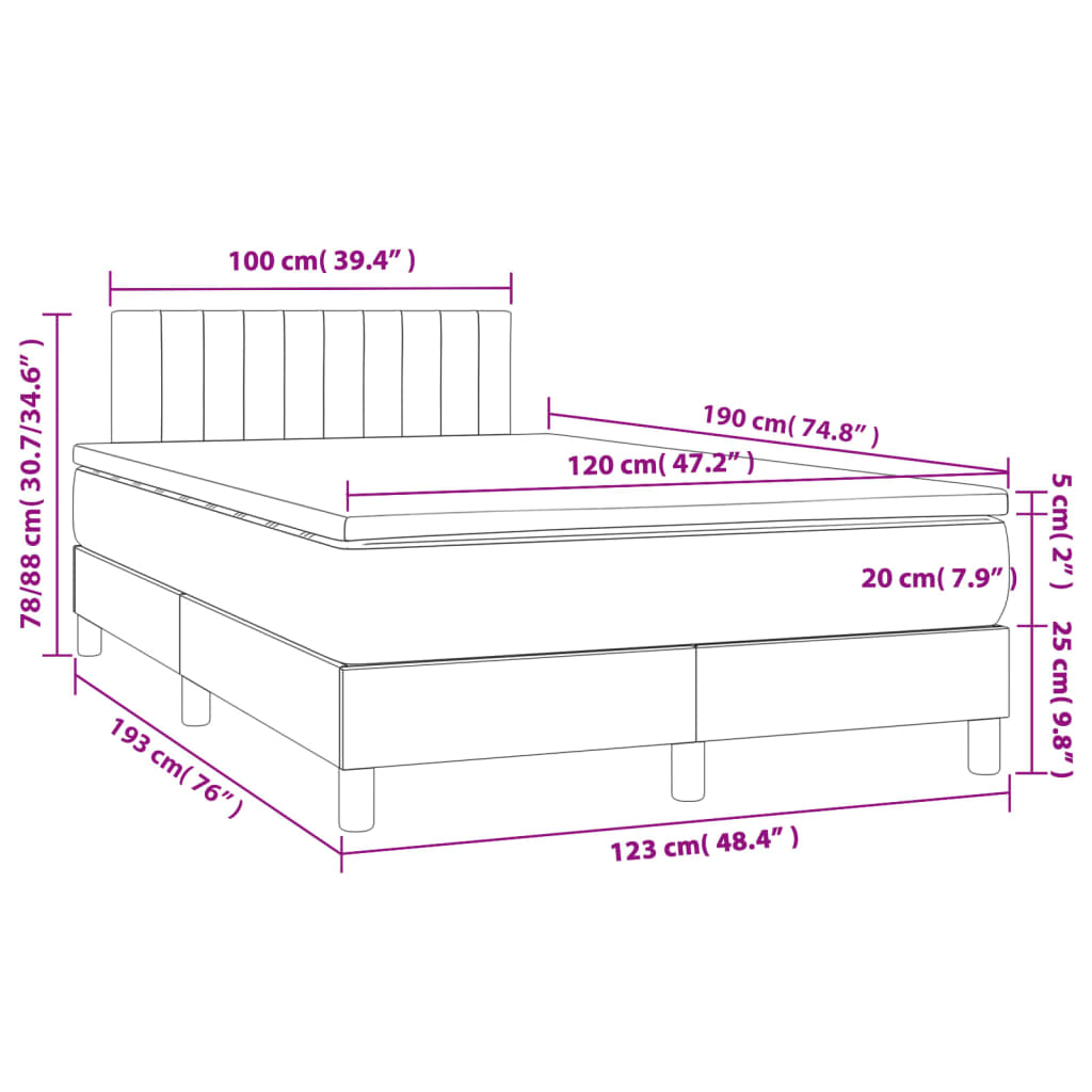 Boxspring met matras stof lichtgrijs 120x190 cm