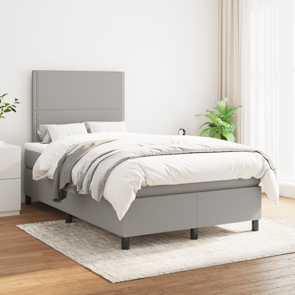 Boxspring met matras stof lichtgrijs 120x190 cm