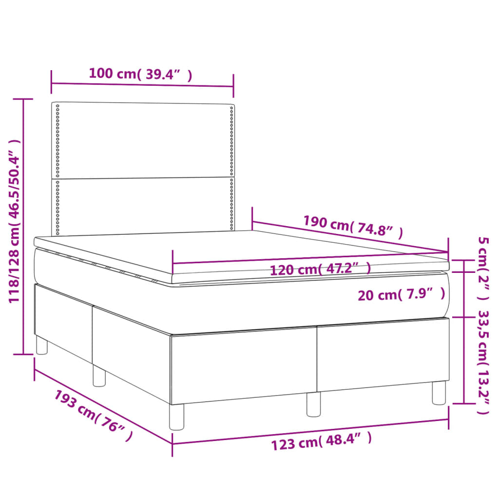 Boxspring met matras stof lichtgrijs 120x190 cm