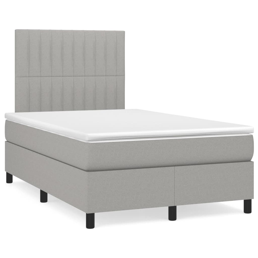 Boxspring met matras stof lichtgrijs 120x190 cm