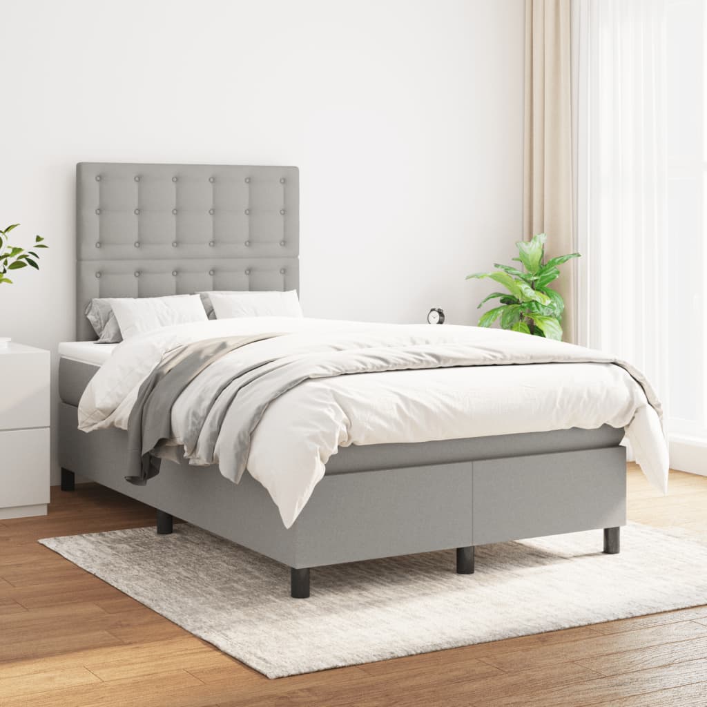 Boxspring met matras stof lichtgrijs 120x190 cm