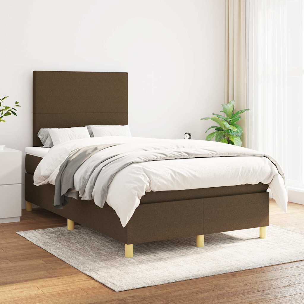 Boxspring met matras stof donkerbruin 120x190 cm
