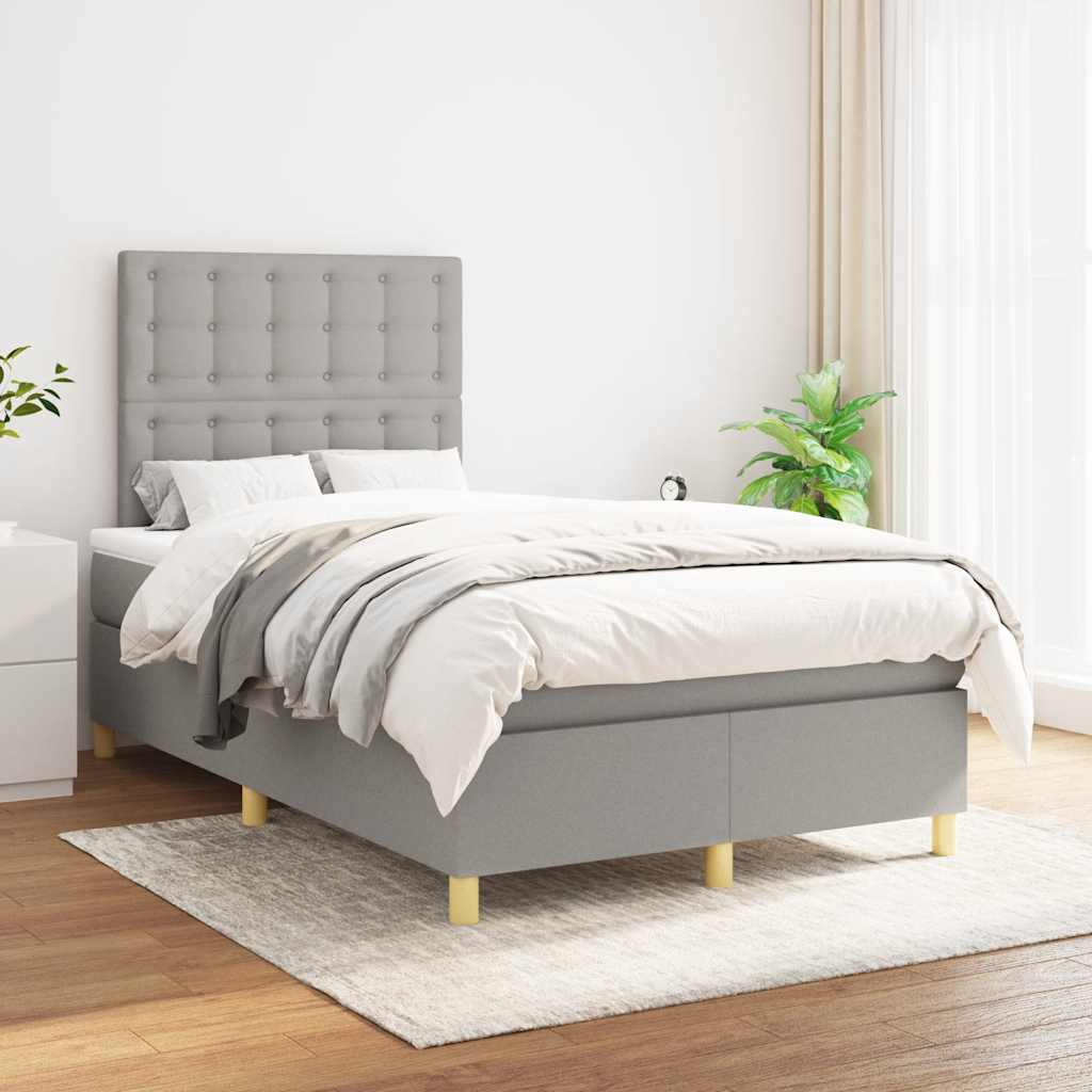 Boxspring met matras stof lichtgrijs 120x190 cm