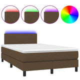 Boxspring met matras en LED stof donkerbruin 120x190 cm