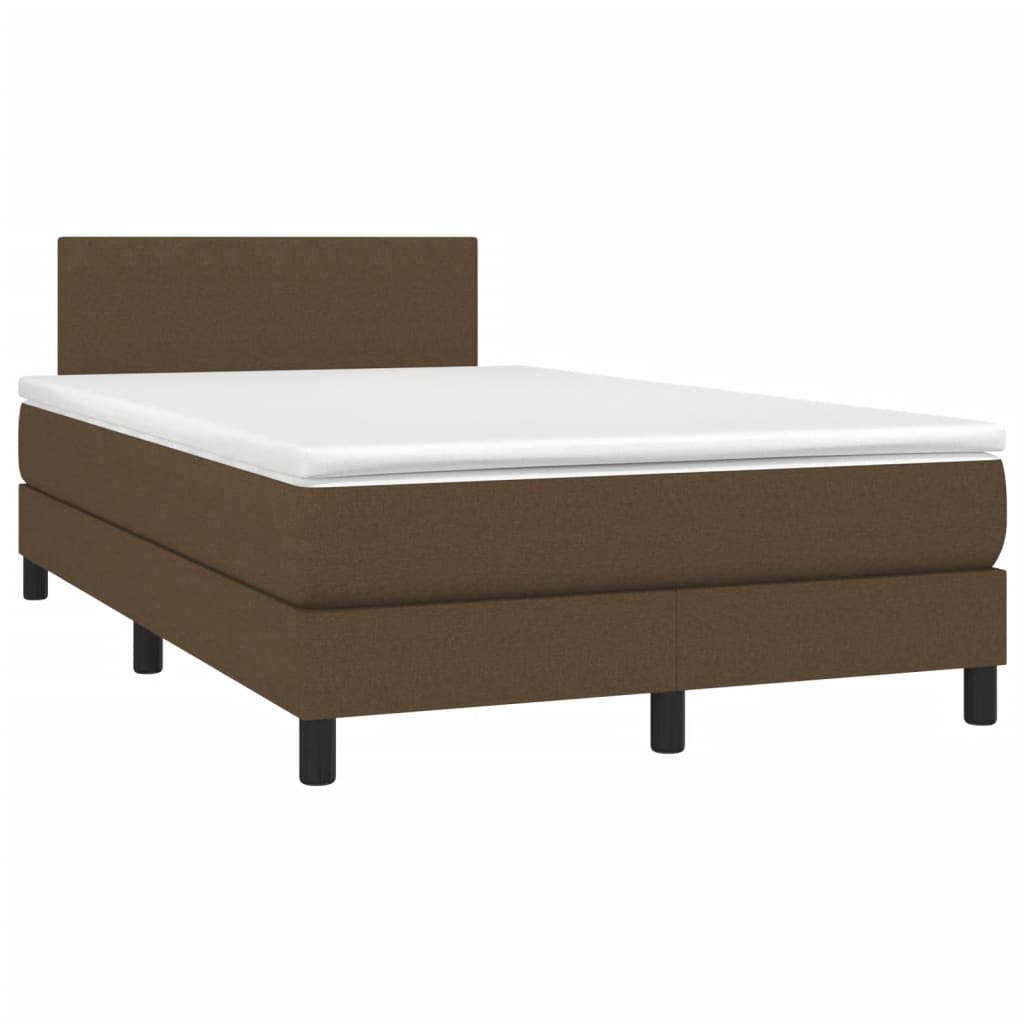 Boxspring met matras en LED stof donkerbruin 120x190 cm