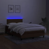 Boxspring met matras en LED stof donkerbruin 120x190 cm