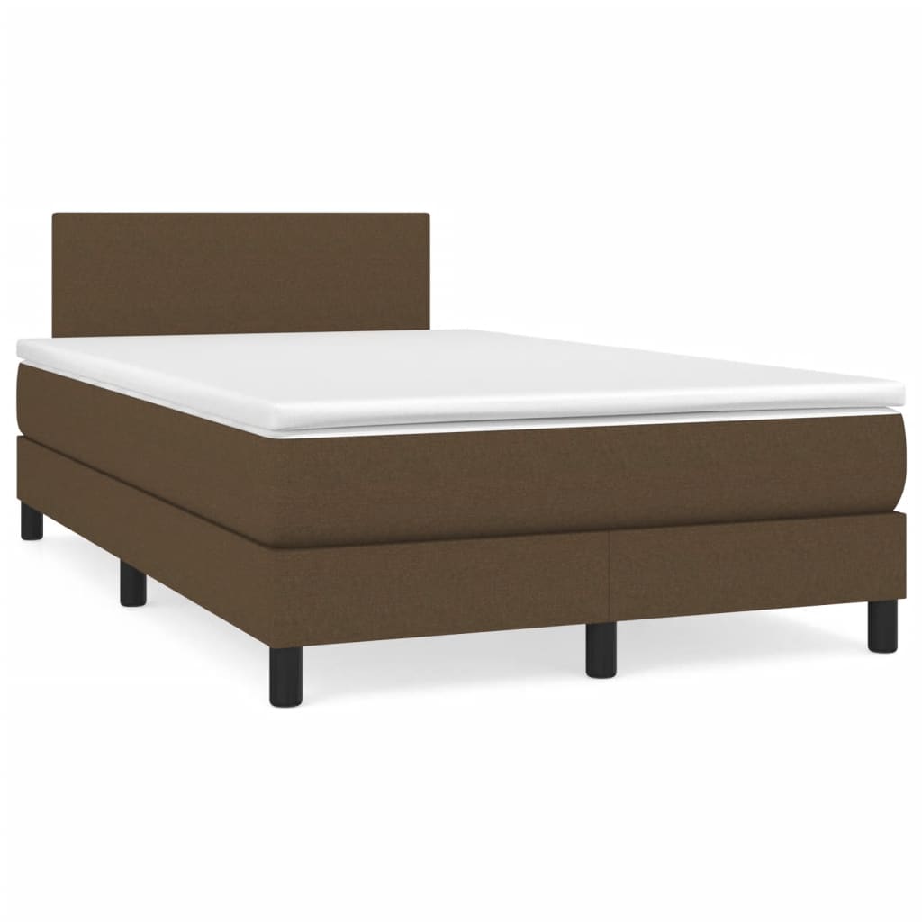 Boxspring met matras en LED stof donkerbruin 120x190 cm