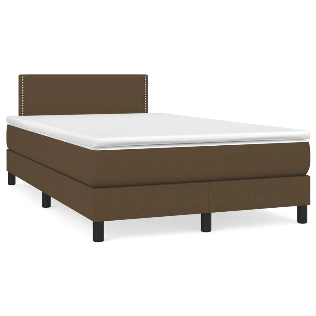 Boxspring met matras en LED stof donkerbruin 120x190 cm