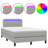 Boxspring met matras en LED stof lichtgrijs 120x190 cm