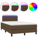Boxspring met matras en LED stof donkerbruin 120x190 cm