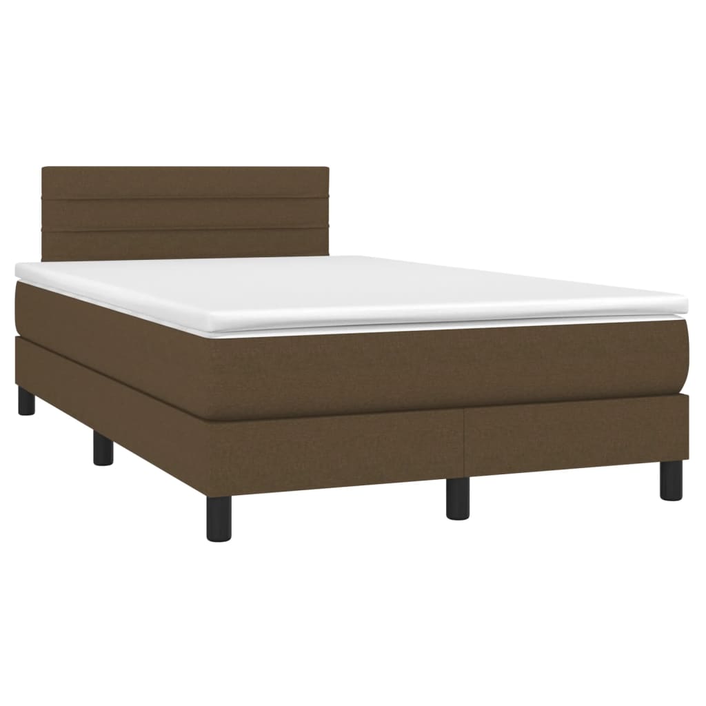 Boxspring met matras en LED stof donkerbruin 120x190 cm