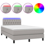 Boxspring met matras en LED stof lichtgrijs 120x190 cm