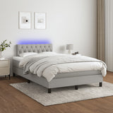 Boxspring met matras en LED stof lichtgrijs 120x190 cm