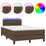 Boxspring met matras en LED stof donkerbruin 120x190 cm