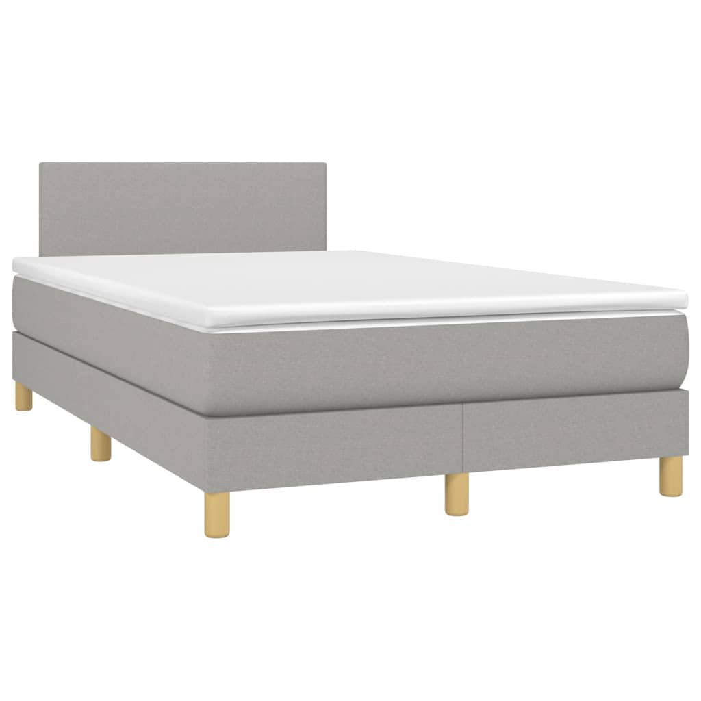 Boxspring met matras en LED stof lichtgrijs 120x190 cm