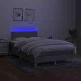 Boxspring met matras en LED stof lichtgrijs 120x190 cm