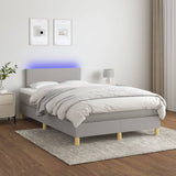 Boxspring met matras en LED stof lichtgrijs 120x190 cm