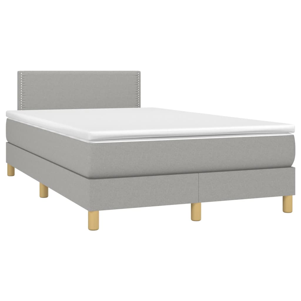 Boxspring met matras en LED stof lichtgrijs 120x190 cm