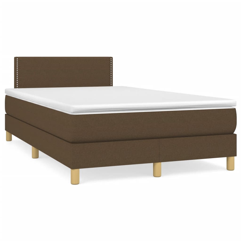 Boxspring met matras en LED stof donkerbruin 120x190 cm