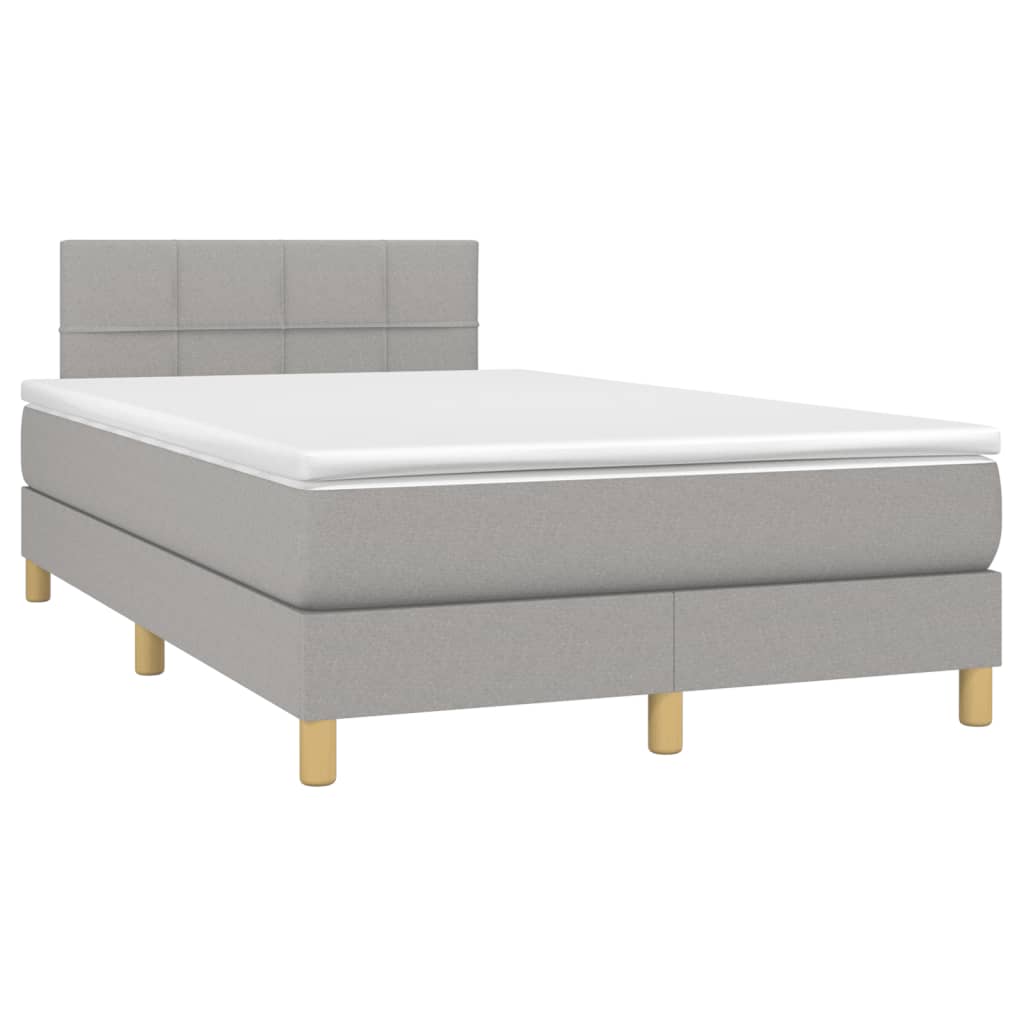 Boxspring met matras en LED stof lichtgrijs 120x190 cm