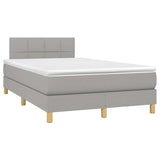 Boxspring met matras en LED stof lichtgrijs 120x190 cm