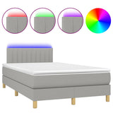 Boxspring met matras en LED stof lichtgrijs 120x190 cm