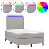 Boxspring met matras en LED stof lichtgrijs 120x190 cm