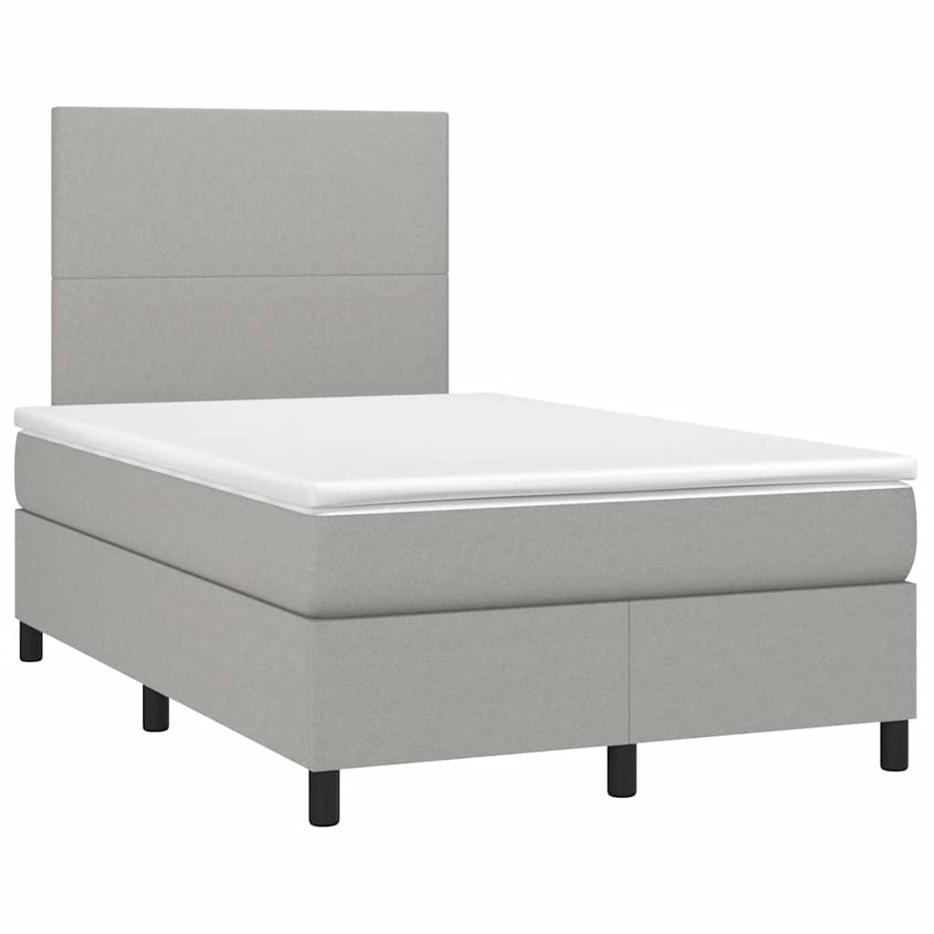 Boxspring met matras en LED stof lichtgrijs 120x190 cm