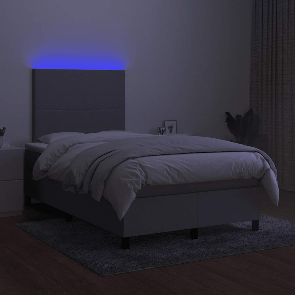 Boxspring met matras en LED stof lichtgrijs 120x190 cm