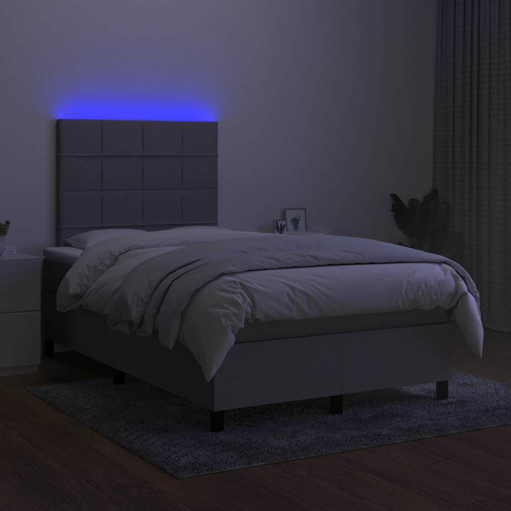 Boxspring met matras en LED stof lichtgrijs 120x190 cm