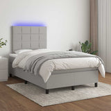 Boxspring met matras en LED stof lichtgrijs 120x190 cm