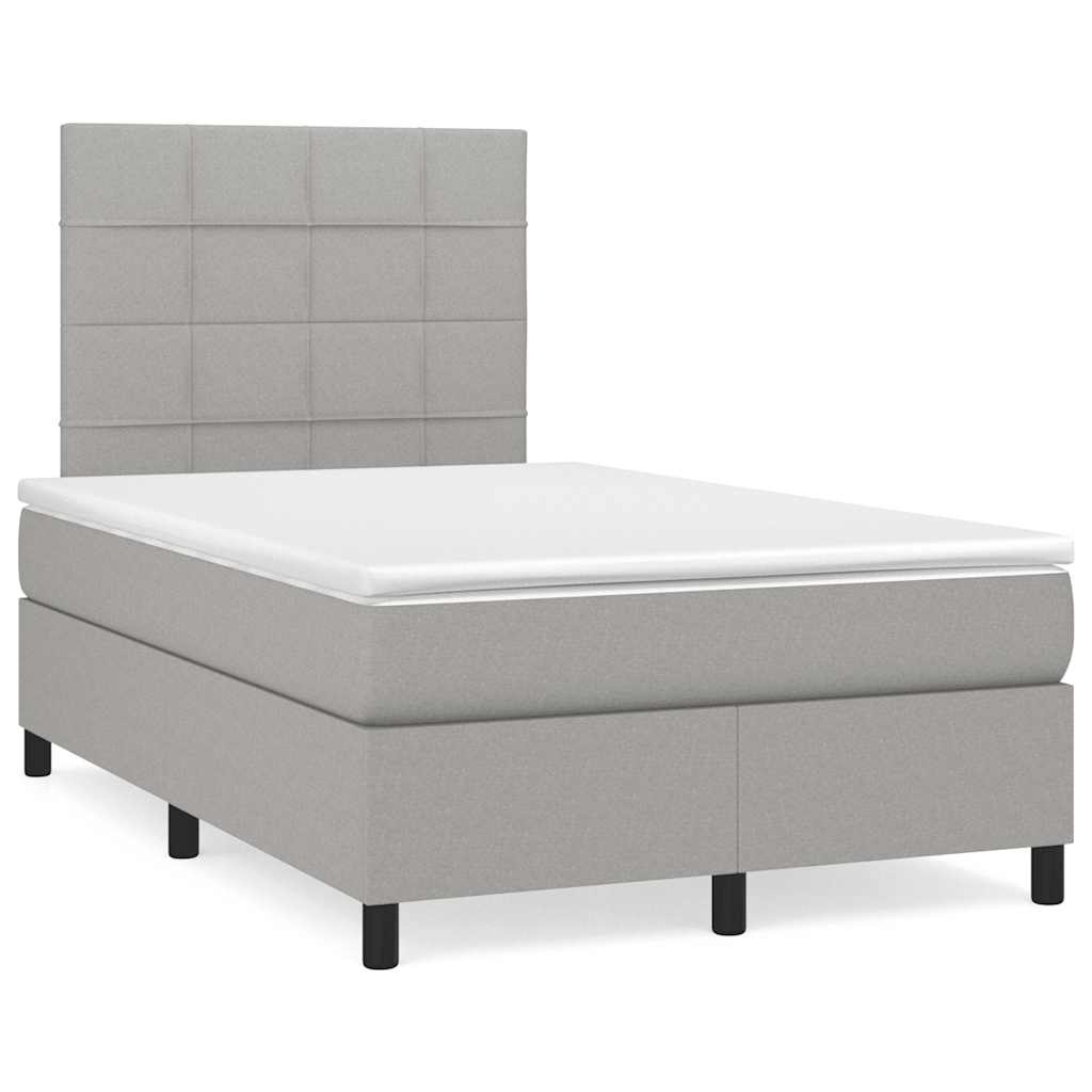 Boxspring met matras en LED stof lichtgrijs 120x190 cm