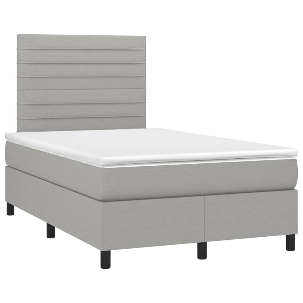 Boxspring met matras en LED stof lichtgrijs 120x190 cm