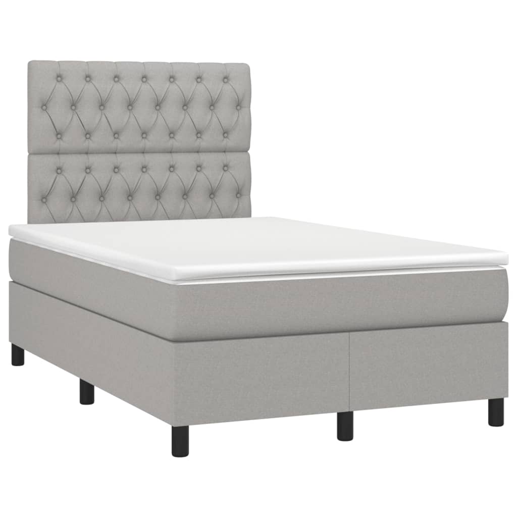 Boxspring met matras en LED stof lichtgrijs 120x190 cm