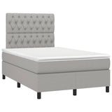 Boxspring met matras en LED stof lichtgrijs 120x190 cm