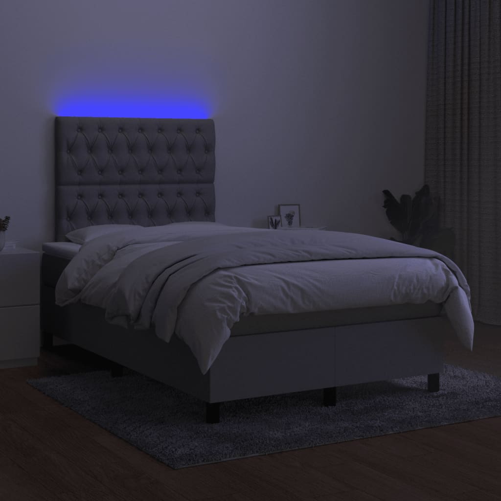 Boxspring met matras en LED stof lichtgrijs 120x190 cm