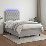 Boxspring met matras en LED stof lichtgrijs 120x190 cm