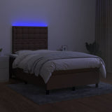 Boxspring met matras en LED stof donkerbruin 120x190 cm