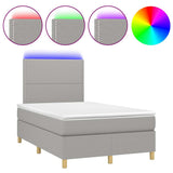 Boxspring met matras en LED stof lichtgrijs 120x190 cm